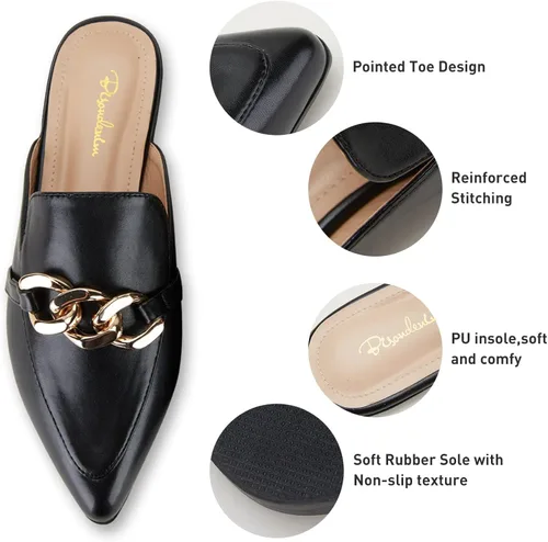 Miniatura 4 de BISON SPIRIT Mocasines planos para mujer, con puntera puntiaguda, sin cordones, mocasines