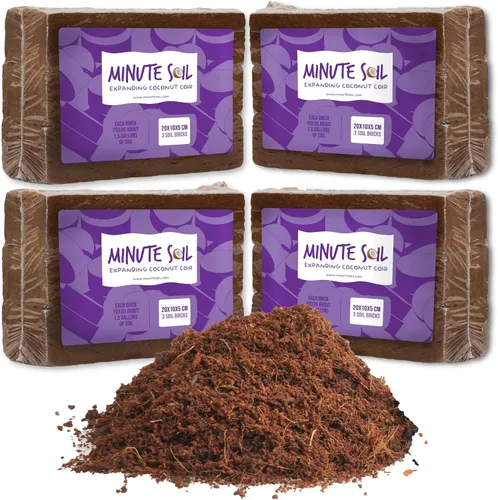 Miniatura 8 de Minute Soil - Medio de cultivo de fibra de coco comprimida - 3 ladrillos = 4.5 galones de tierra para macetas - inicio de semillas, jardinería