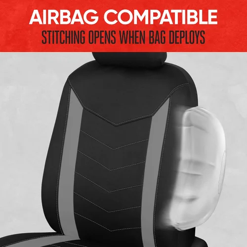Miniatura 7 de Motor Trend SpillGuard Fundas de asiento para automóviles, camiones y SUV, fundas de asiento grises con forro de neopreno impermeable, fundas