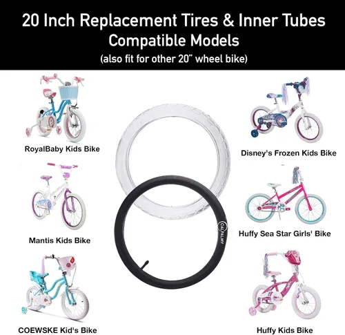 Miniatura 3 de CALPALMY (2 Sets) 12"/14"/16"/18"/20" Bike Replacement Tires and Inner Tubes for MTB, BMX, Kids Bike - Compatible with RoyalBaby, Joystar, Dynacraft