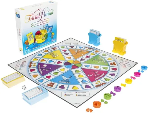 Hasbro Gaming Trivial Pursuit, edición familiar, juego de mesa de trivia para 2 jugadores o más, juegos de fiesta para niños y niñas de más de 8 años