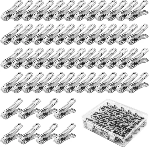 Aodaer 60 clips de acero inoxidable para jardín con agarre fuerte, clips de invernadero, película antiviento, malla de sombreado, abrazaderas de