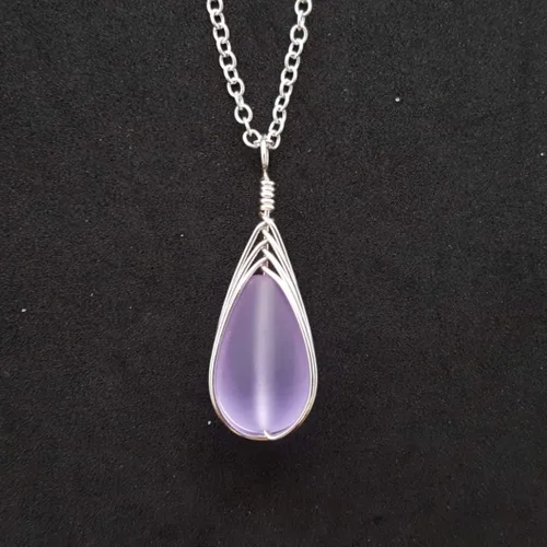 Miniatura 58 de Yinahawaii Collar de cristal de mar hecho a mano, joyería hawaiana para mujer, collar de lágrima trenzada, joyería única de cristal de mar