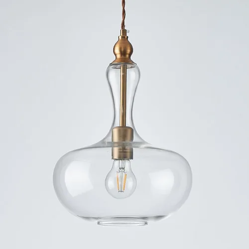 Lámpara colgante de cristal vintage de latón para isla de cocina con pantalla de vidrio transparente para comedor, cocina, entrada, escaleras
