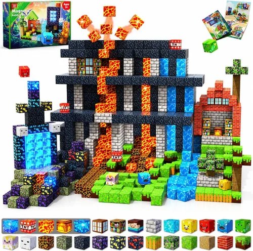 Miniatura 14 de GraceDuck Bloques magnéticos con caja de hierro, 45 bloques de construcción magnéticos de viaje, juego educativo STEM de construcción para niños a