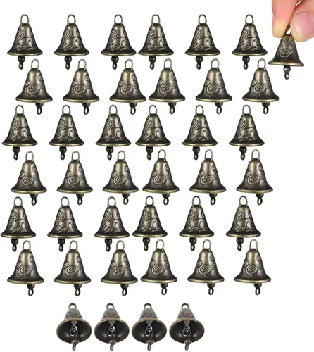 DOITOOL 40 campanas pequeñas de latón para manualidades, accesorios de campanas de viento, mini estatuas de metal vintage para decoración del hogar,
