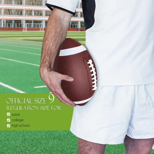 Miniatura 2 de jiaonun Youth Size 6/Official Size 9 Footballs Bulk, Inflatable with Pump for Youth, Junior, Adult, College, High School, Regulation Size Football