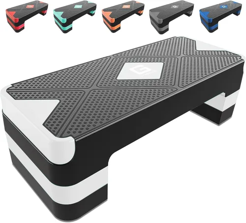 Miniatura 11 de GYMMAGE Escalón de ejercicio aeróbico, escalón aeróbico ajustable para ejercicio, plataforma de entrenamiento para escalonar, plataforma de pasos