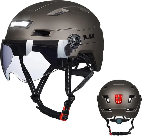 Miniatura 18 de ILM Casco de Bicicleta para Adultos con Luz LED Frontal y Trasera Recargable por USB Cascos de Bicicleta de Montaña y Carretera para Hombres