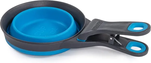 Miniatura 2 de Dexas Pets Cuchara KlipScoop Plegable Plegable para Comida Seca de Perro y Clip para Bolsa de Comida de Perro, Capacidad de 2 Tazas, Azul Pro Azul