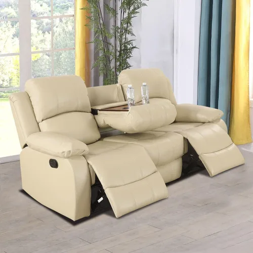 Miniatura 33 de Juego de sala de Estar reclinable de 3 piezas, juego de sofá reclinable Manual para conjunto de muebles de sala de Estar, con consola de Gris oscuro