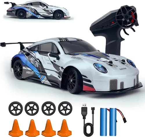 Miniatura 6 de HTURCCOP 1:24 RC Cybercar, 2.4GHz RC Drift Cars con luz LED, juguetes de carreras para niños y niñas de 8 a 12 años, velocidad ajustable 15.5 mi/H
