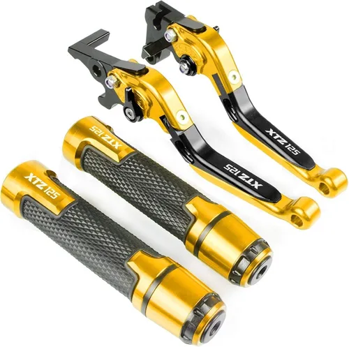 Miniatura 13 de Para Yamaha XTZ125 XTZ 125 2014 2015 Motocicleta Racing Accesorios CNC freno embrague palancas manillar agarre mango mano Grips Cap (Color : 1)