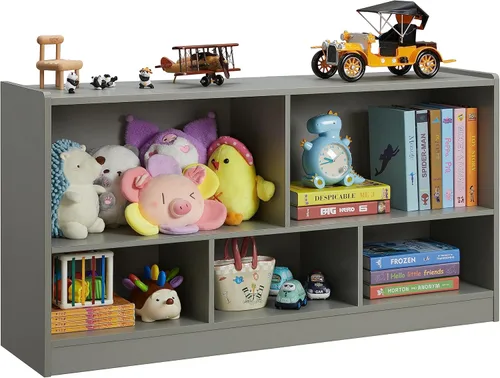 Organizadores y almacenamiento de juguetes, estantería infantil de 5 secciones para organizar libros, juguetes, armario de almacenamiento de madera