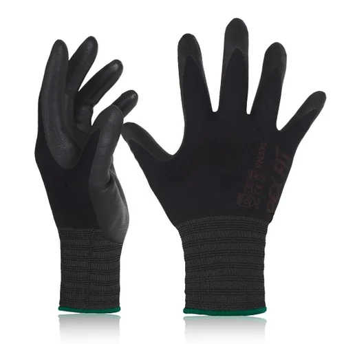 DEX FIT FN330 - Guantes de trabajo FN330, ajuste elástico cómodo 3D, agarre de fuerza, revestimiento de nitrilo, espuma duradera, tacto inteligente,