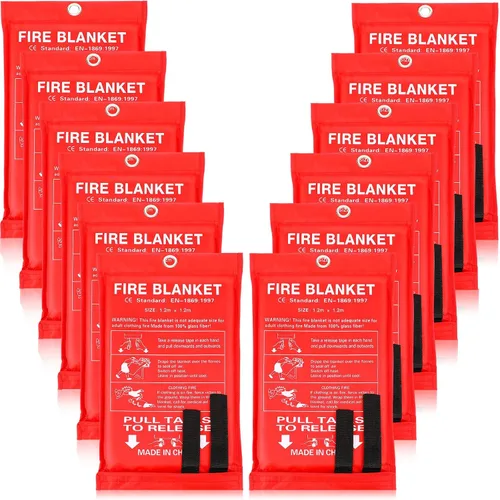 Miniatura 8 de Jerify Paquete de 8 mantas de fuego para el hogar, manta de emergencia contra incendios de 47 x 47 pulgadas, manta de fibra de vidrio, protección