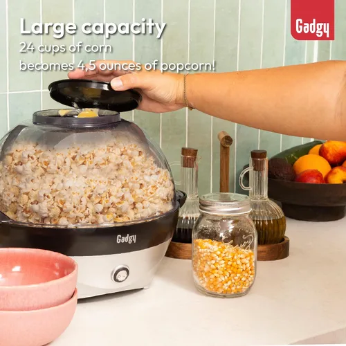 Miniatura 7 de Gadgy Máquina de palomitas de maíz – Máquina eléctrica de 800 W para hacer palomitas de maíz de aceite caliente con placa antiadherente, tapa