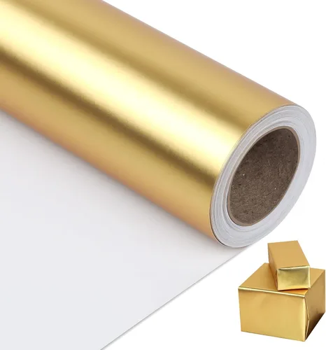 NESCCI Papel de regalo dorado de metal mate, papel de color sólido, papel de regalo perfecto para bodas, día de San Valentín, cumpleaños, Navidad,