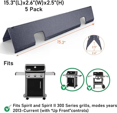 Miniatura 2 de Uniflasy 7507 - Tubos quemadores de parrilla de 27 pulgadas para Weber Spirit Serie 210/200 E-200 E-210 S-200 S-210 (con control lateral), Spirit