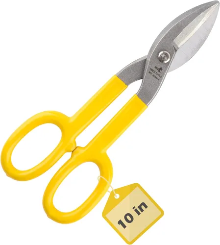 Miniatura 9 de DOWELL Cortadores de metal de 8 pulgadas con hoja plana, con cómodo mango de goma amarilla para manitas, techadores, mecánicos, propietarios
