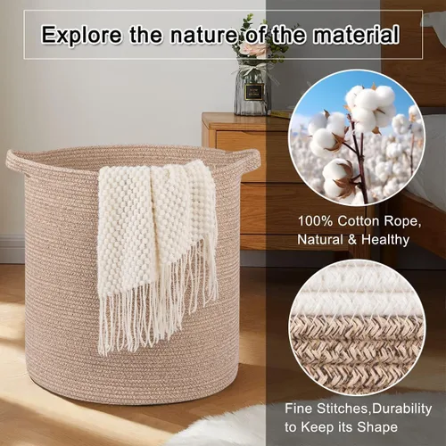 Miniatura 5 de OIAHOMY Cesta de lavandería de 80 L, cesta de almacenamiento con asas, cesta de lavandería para juguetes, almohadas, mantas, ropa, 20 x 18 pulgadas