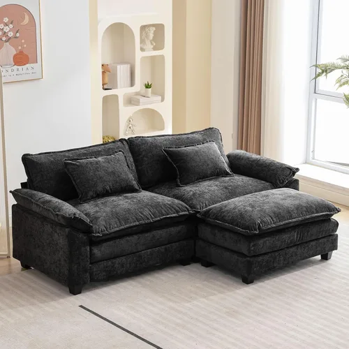 Miniatura 70 de Oprisen Sofá Seccional Modular, Cómodo Cloud Couch Sofá Seccional, Sofá Cama de Chenilla con Asiento Profundo con Almohadas Decorativas para Sala