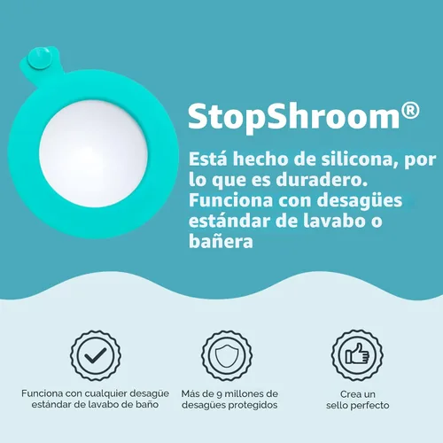 Miniatura 6 de StopShroom STBLU232 Tapón Universal Cubierta para Desagües de Bañera, Baño y Cocina, Aguamarina Aqua