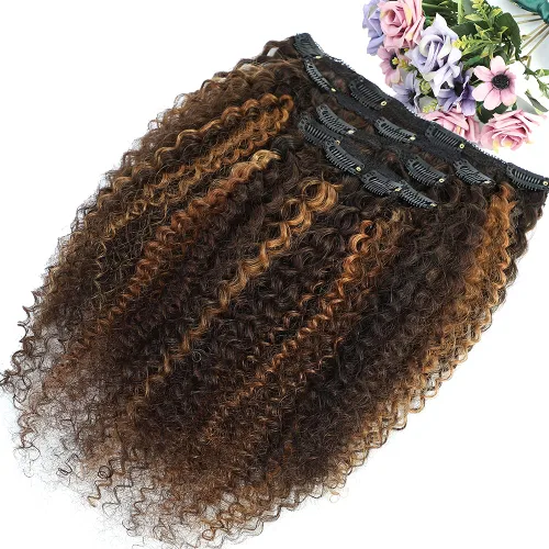 Miniatura 19 de Extensiones de cabello rizado con clip para mujeres afroamericanas, Urbeauty, Extensiones de cabello rizado con clip para cabello humano para chicas
