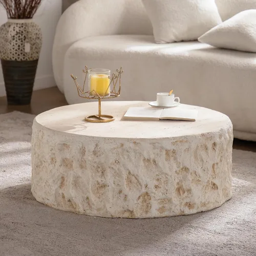 Miniatura 30 de KEVINSPACE Mesa auxiliar redonda pequeña para sala de estar, mesa auxiliar circular de madera, mesita de noche para apartamento, dormitorio, Ø 23.4