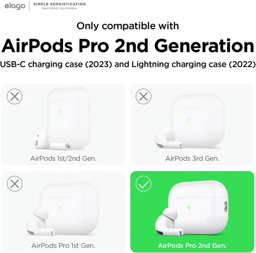 Miniatura 2 de elago Funda transparente compatible con AirPods Pro de 2ª generación, compatible con AirPods Pro 2, funda protectora, a prueba de golpes, carga Azul