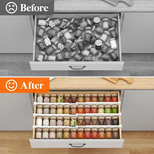 Miniatura 8 de Lifewit Paquete de 6 divisores de cajones de cocina colgantes de 3.1 pulgadas de alto, 10.2-16.5 in/10-17 organizadores de cajones ajustables