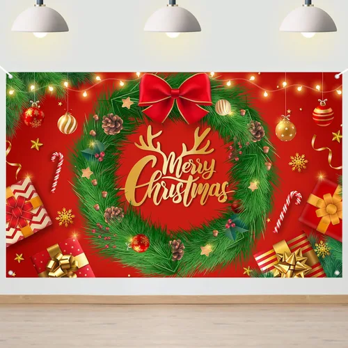 Avezano Cartel de Feliz Navidad, telón de fondo rojo de Navidad para decoraciones de fiesta, invierno, Año Nuevo, Nochebuena, reuniones familiares,