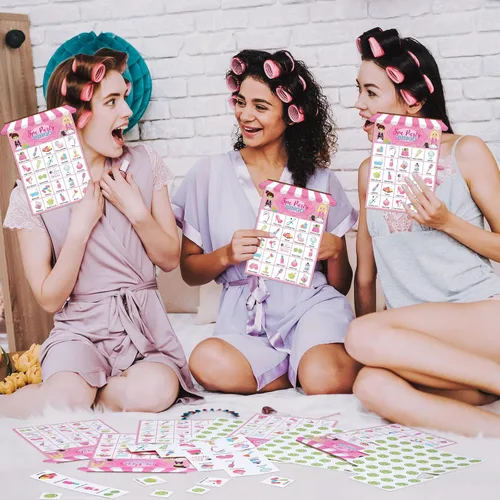 Miniatura 5 de Liliful Juego de bingo para fiesta de spa, 35 piezas, para 24 jugadores, para fiesta de maquillaje, juegos temáticos de belleza para mujeres