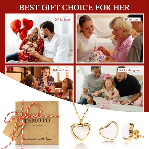 Miniatura 4 de Temoto Valentines Day Girlfriend Gifts Necklace - Gold Carnelian Crystal Heart Necklace for Women Teen Girls Love Gifts for Her