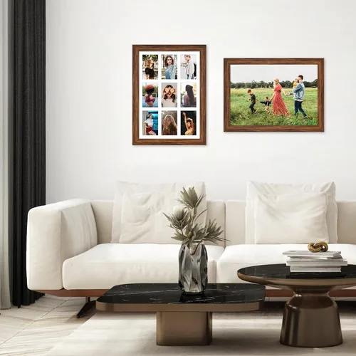 Miniatura 180 de Marcos de Fotos Collage de 13.5X15.5 con 7 Aberturas para Fotos de 4X6, Marco de Fotos Múltiples con Paspartú para Decoración de Pared, Grano