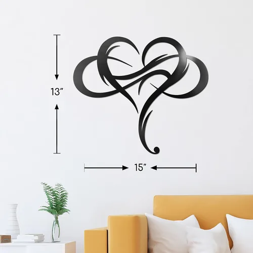 Miniatura 2 de Vivegate Decoración de pared de metal con forma de corazón infinito, placa única de letrero de amor, arte geométrico de acero, juego de decoración
