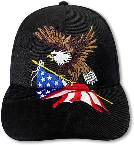 Miniatura 3 de FLYOUTH - Gorra de béisbol creativa con diseño de águila y bandera de Estados Unidos, gorra bordada con visera