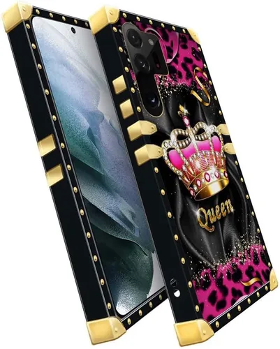 Miniatura 3 de Funda compatible con Samsung Galaxy S23 Ultra, J Crown Queen con estampado de leopardo de lujo, elegante, suave, TPU, a prueba de golpes, protección