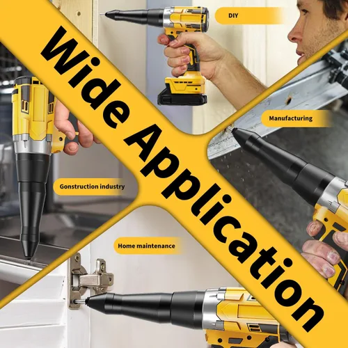 Miniatura 7 de Pistola de remache eléctrica compatible con batería Dewalt de 20 V, herramienta de remache inalámbrica con 3 tamaños