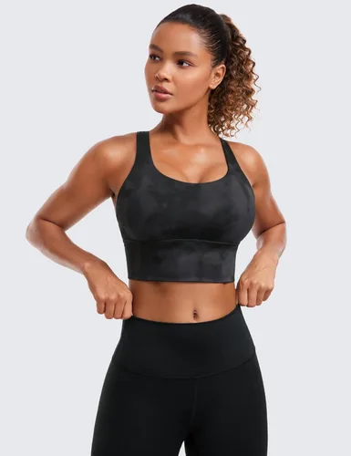 Miniatura 2 de CRZ YOGA - Brasieres deportivos de linea larga con tirantes delgados para mujer, sin aros, acolchados, cruzados, para yoga, cortados, sin mangas