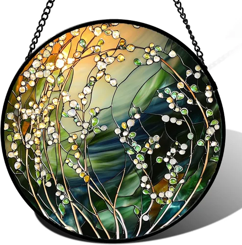 Miniatura 19 de Colgador de vitrales para colgar en ventanas, Koi y Lotus para puerta, decoración del hogar, atrapasoles de peces, Navidad, Día de la Madre, regalos