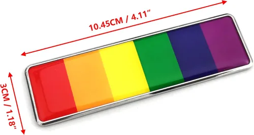 Miniatura 3 de PTDecals Un par de calcomanías de emblema de arco iris 3D de metal Pride Decals Universal Auto Hogar Oficina Insignia Adhesivo Decal 104.5 * 30mm