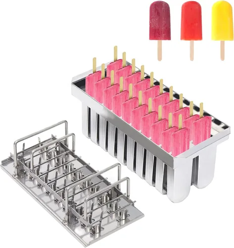 Molde para paletas caseras, molde para paletas de hielo congelado, reutilizable, molde para paletas de helado con 20 tazas de molde, molde de acero