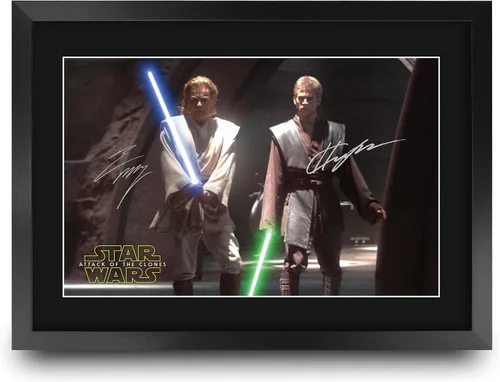 Miniatura 39 de HWC Trading Star Wars Episodio 1 La Amenaza Fantasma Regalos Presentación Impresa Autografiada Montaje para Fans de Recuerdos de Películas - 16" x