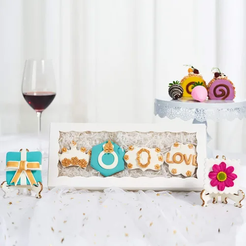 Miniatura 6 de 4 cajas de galletas blancas de primera calidad de 12 x 5 x 1.5 pulgadas, mini cajas de fresa, caja de panadería para juegos de regalo de galletas