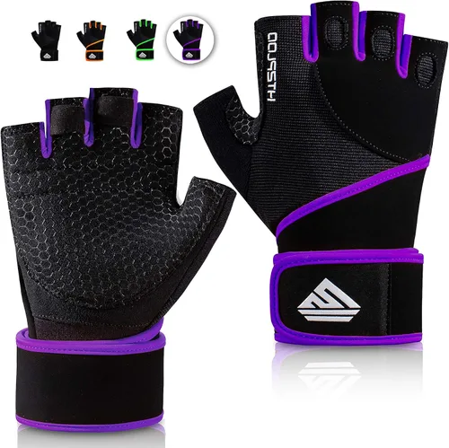 Guantes de Entrenamiento Guantes de Gimnasio Guantes de Levantamiento de Pesas para Hombres y Mujeres con Almohadilla Completa en la Palma, Soporte