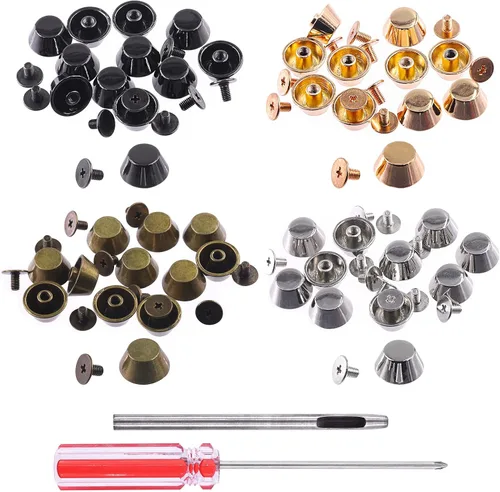 Swpeet 42 juegos de 4 colores de 0.512 x 0.197 in – 0.5 x 0.2 pulgadas de aleación de tornillo trasero con puntas de bolso y destornillador con kit