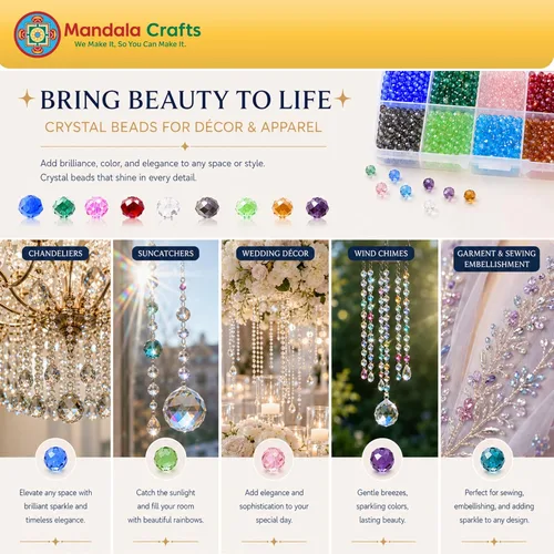 Miniatura 6 de Mandala Crafts 10 cuentas de cristal Briolette de 0.394 in de colores AB surtidos para manualidades, 150 cuentas de vidrio facetadas sueltas para 10