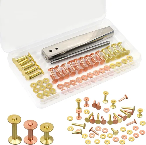 Miniatura 9 de 84 unidades, remaches y rebabas de cobre, fijador de rebabas #9 y #12, remaches de cuero, herramienta de ajuste de instalación con cortador