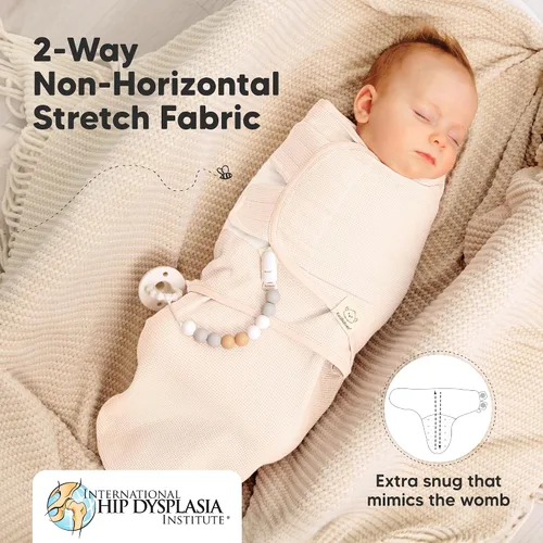 Miniatura 7 de Paquete de 3 pañales orgánicos para recién nacidos, sacos de dormir para bebés de 0 a 3 meses, manta para bebé, manta portátil para recién nacidos